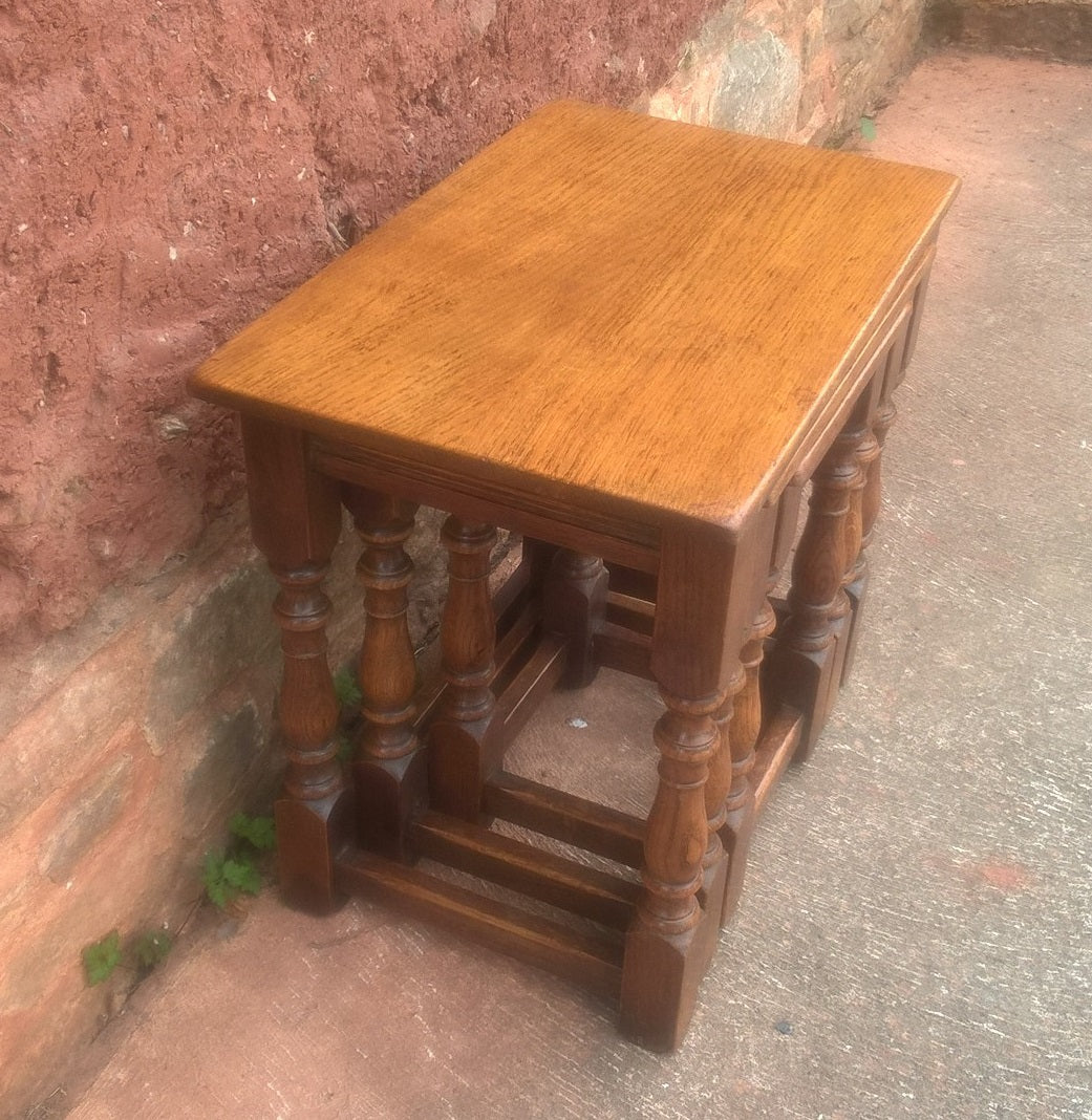 Solid Oak Vintage Nest Of Tables