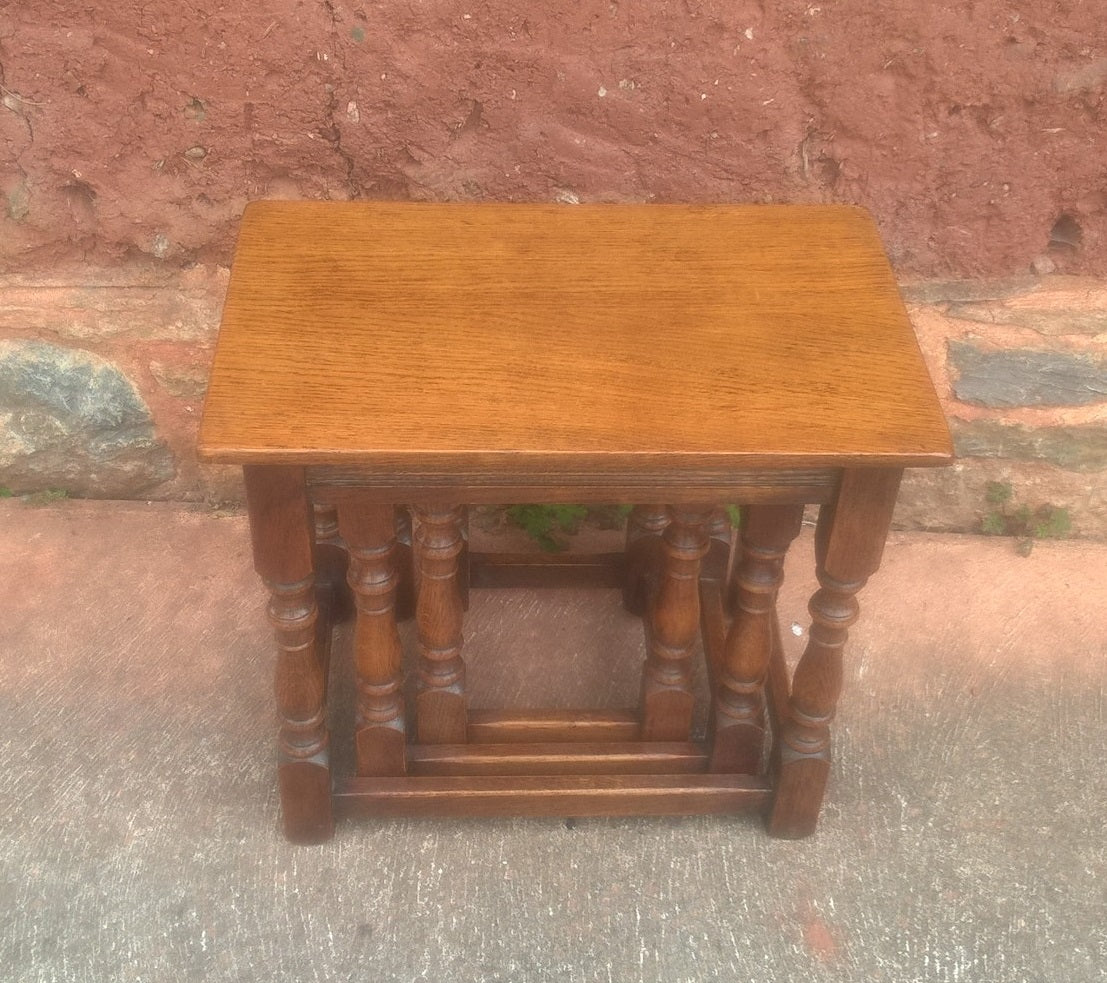 Solid Oak Vintage Nest Of Tables