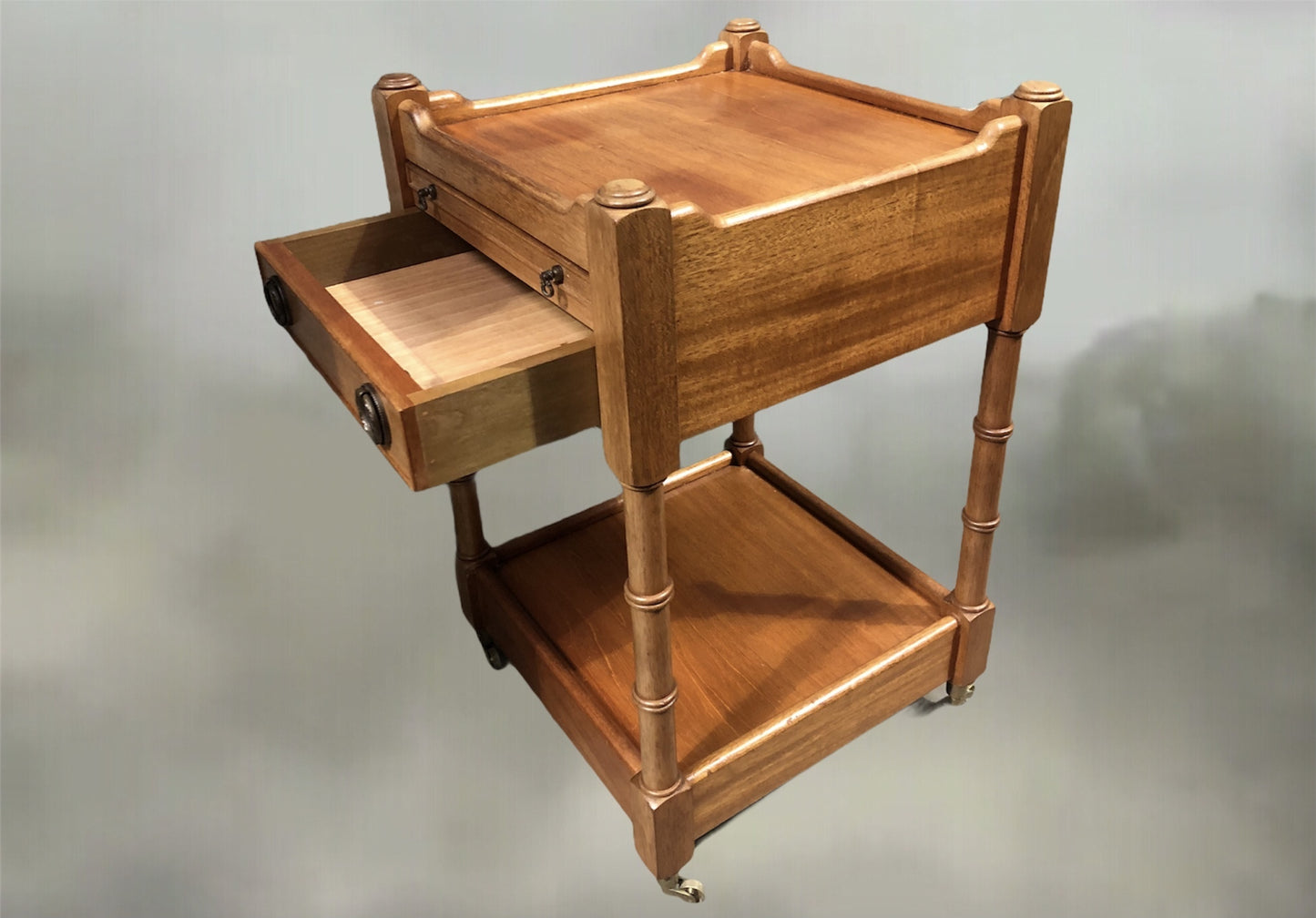 Gorgeous Pair Of Vintage Faded Mahogany Bedside Tables ( SOLD )