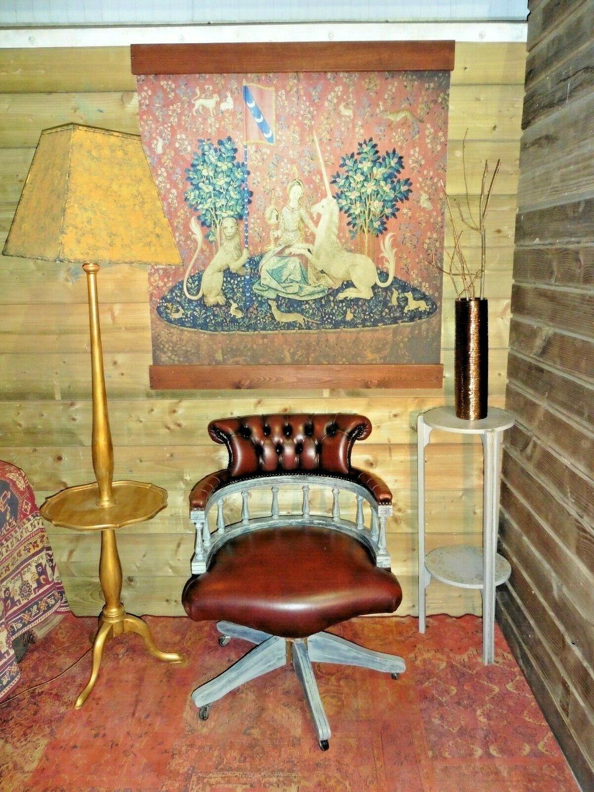 410.....Vintage Leather Desk Chair / Chesterfield Style Captains Chair