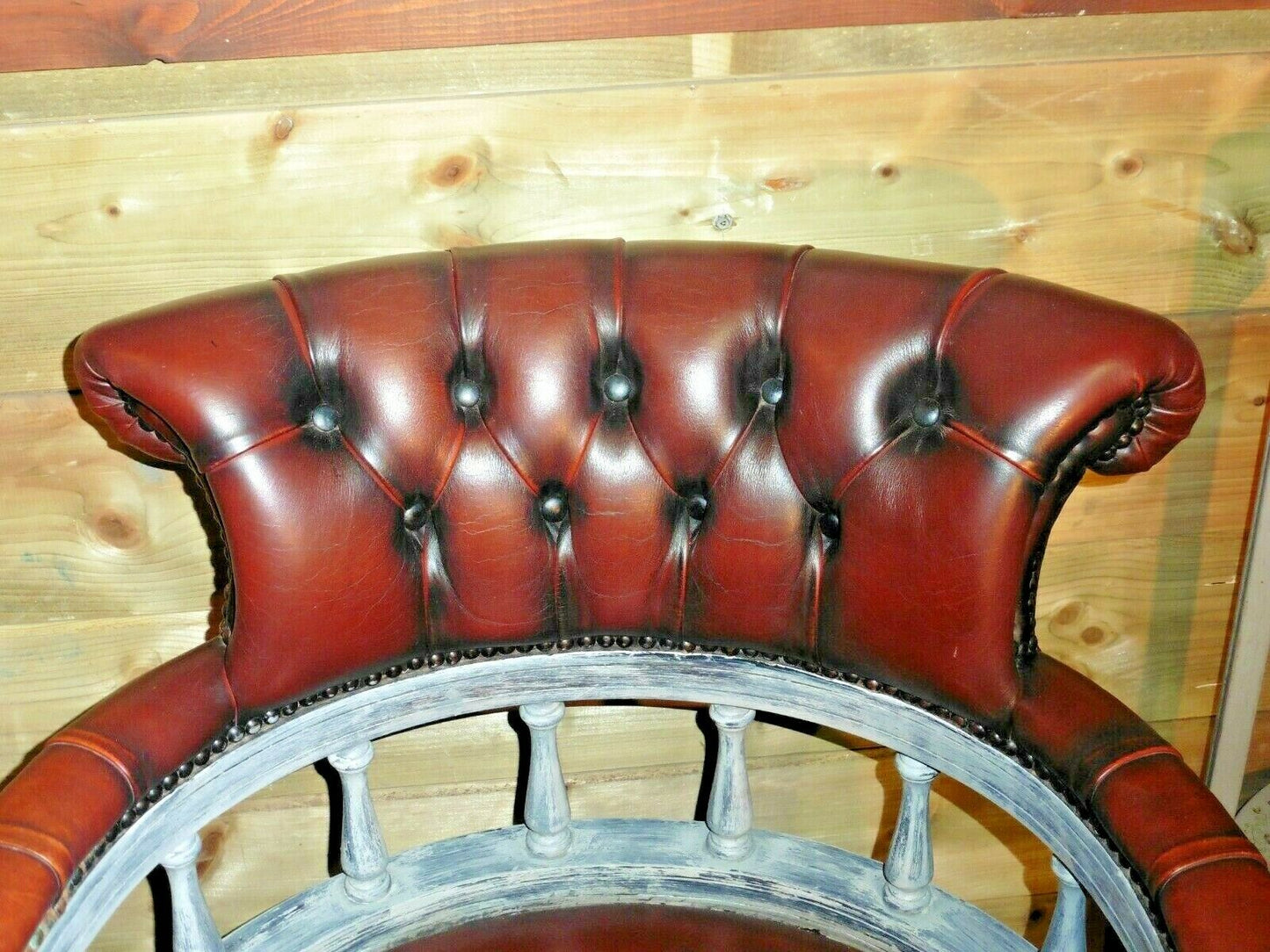 410.....Vintage Leather Desk Chair / Chesterfield Style Captains Chair