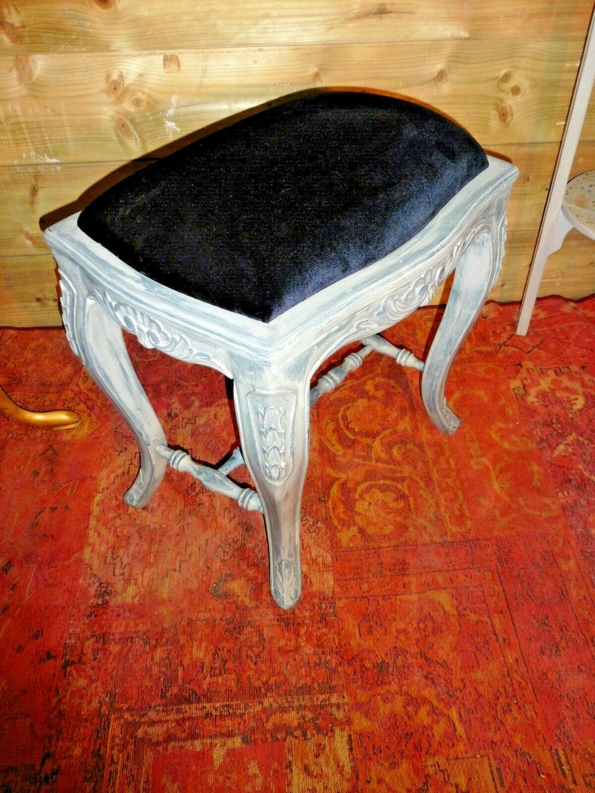 411.....Vintage Carved Mahogany Stool / Refinished Vintage Stool ( SOLD )