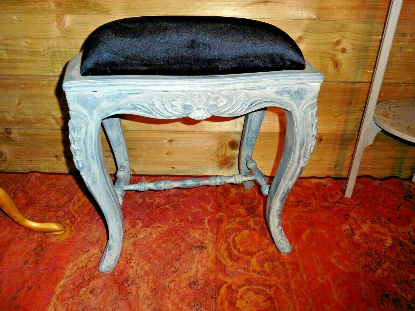 411.....Vintage Carved Mahogany Stool / Refinished Vintage Stool ( SOLD )