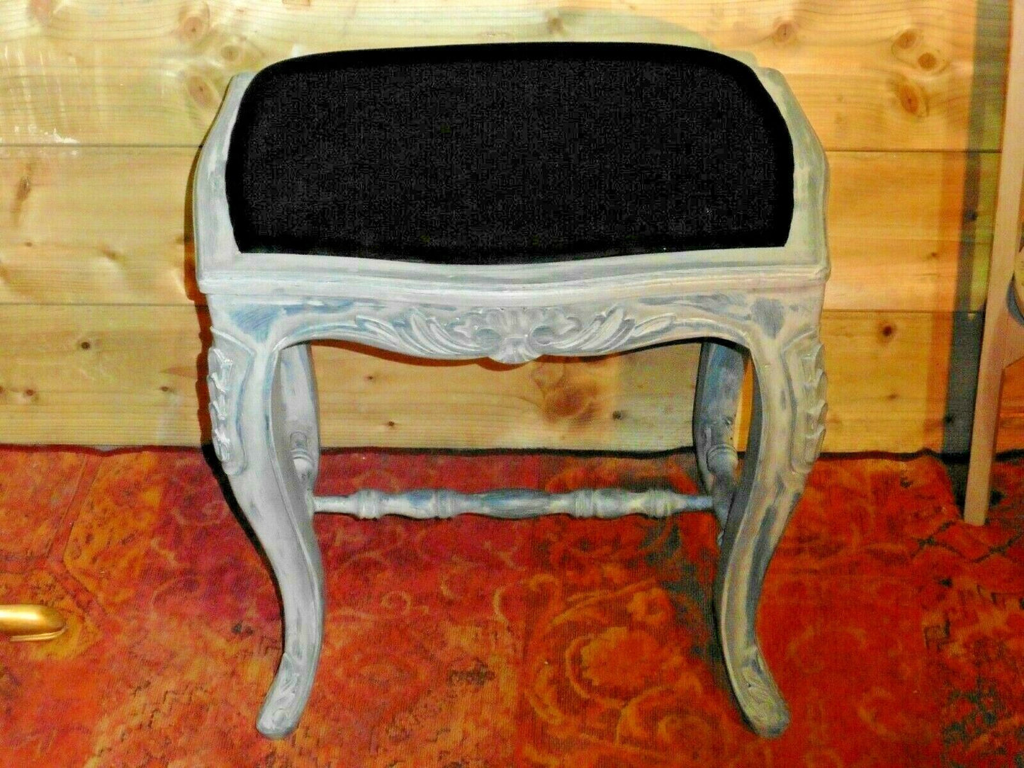 411.....Vintage Carved Mahogany Stool / Refinished Vintage Stool ( SOLD )