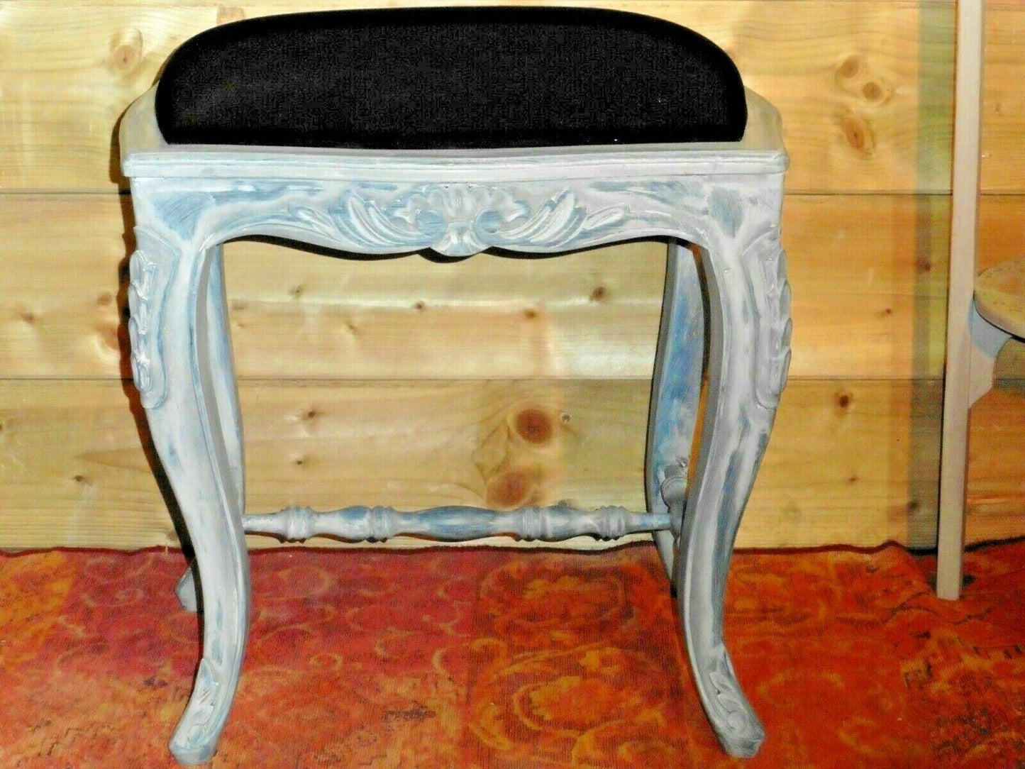 411.....Vintage Carved Mahogany Stool / Refinished Vintage Stool ( SOLD )