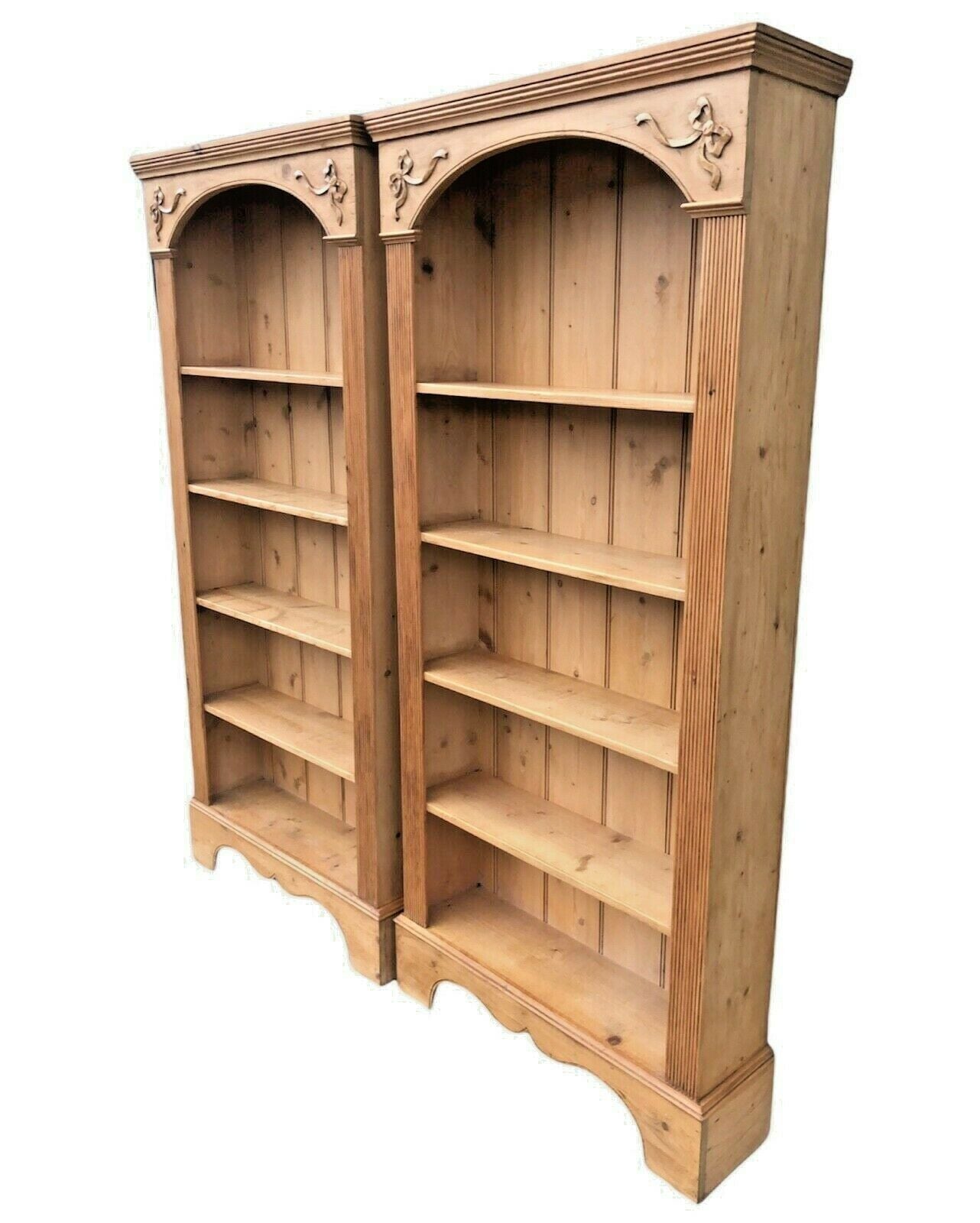Pair Of Tall Stunning Vintage Pine Bookcases / Pine Bookshelves ( SOLD )