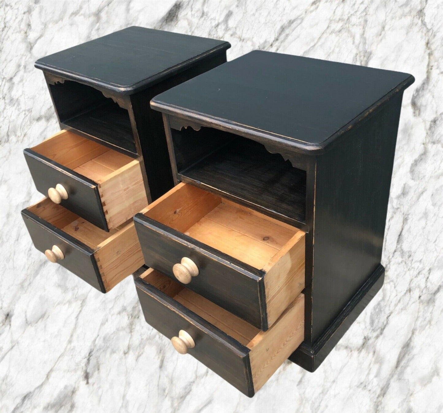 137.....A Pair Of Vintage Heavy Pine Bedside Cabinets / Bedside Chests ( sold )