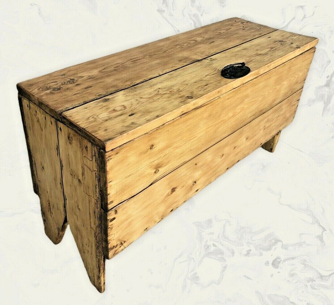 Antique Rustic Pine Coffer / Old Storage Chest ( SOLD )