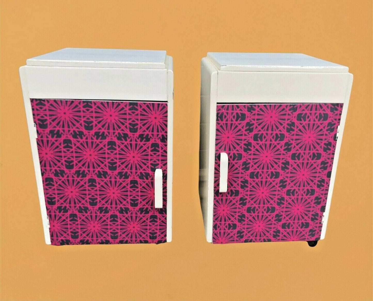 000996.....Unique Funky Pair Of Upcycled Bedside Cabinets / Bedside Lamp Tables