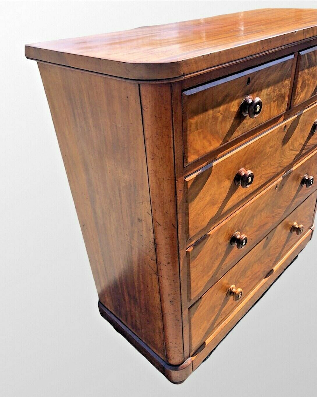 Stunning Faded Flame Mahogany Large Antique Chest Of Drawers ( SOLD )