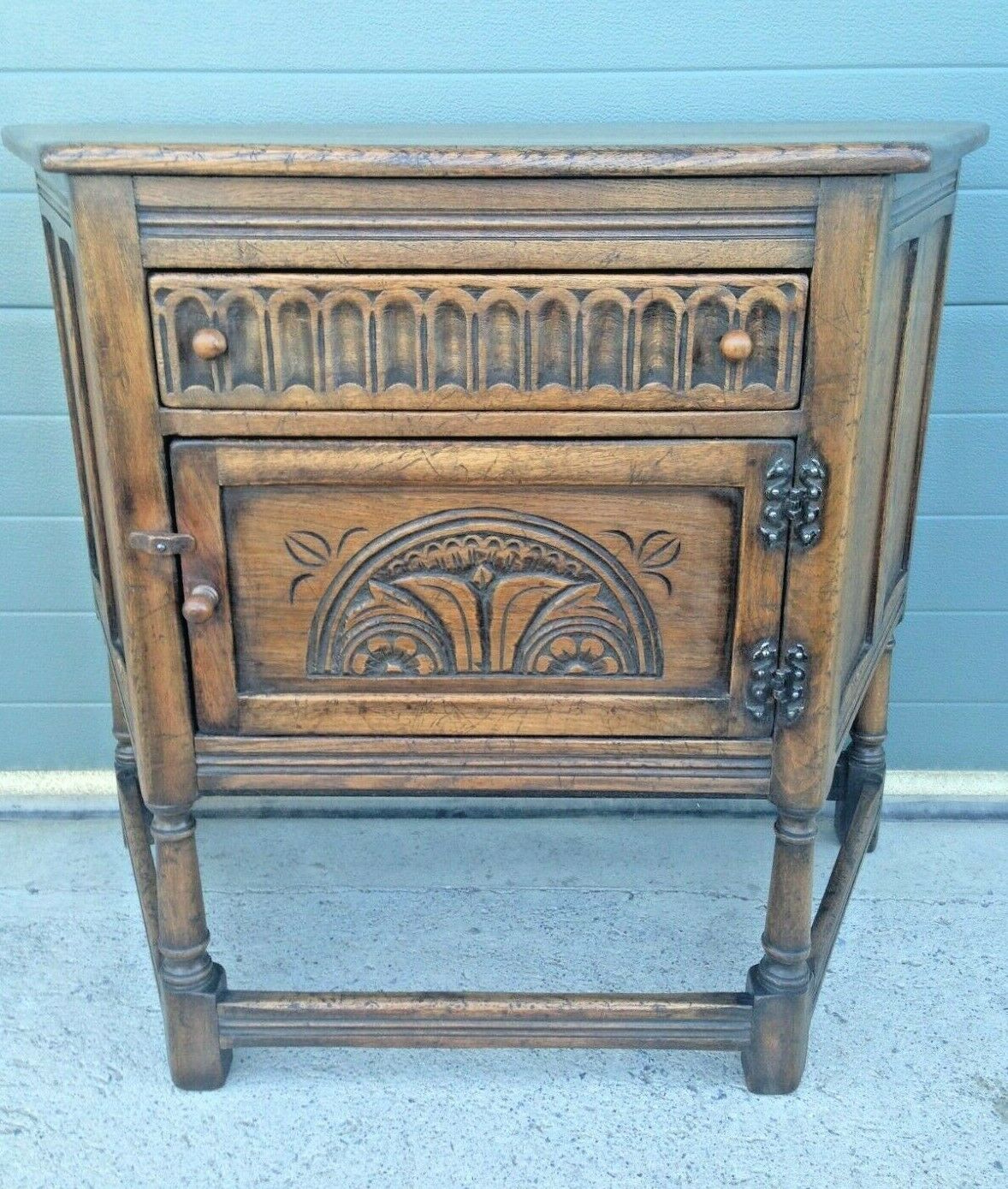 Vintage Carved Oak Credence Cupboard / Old Charm Style Hall Table SOLD