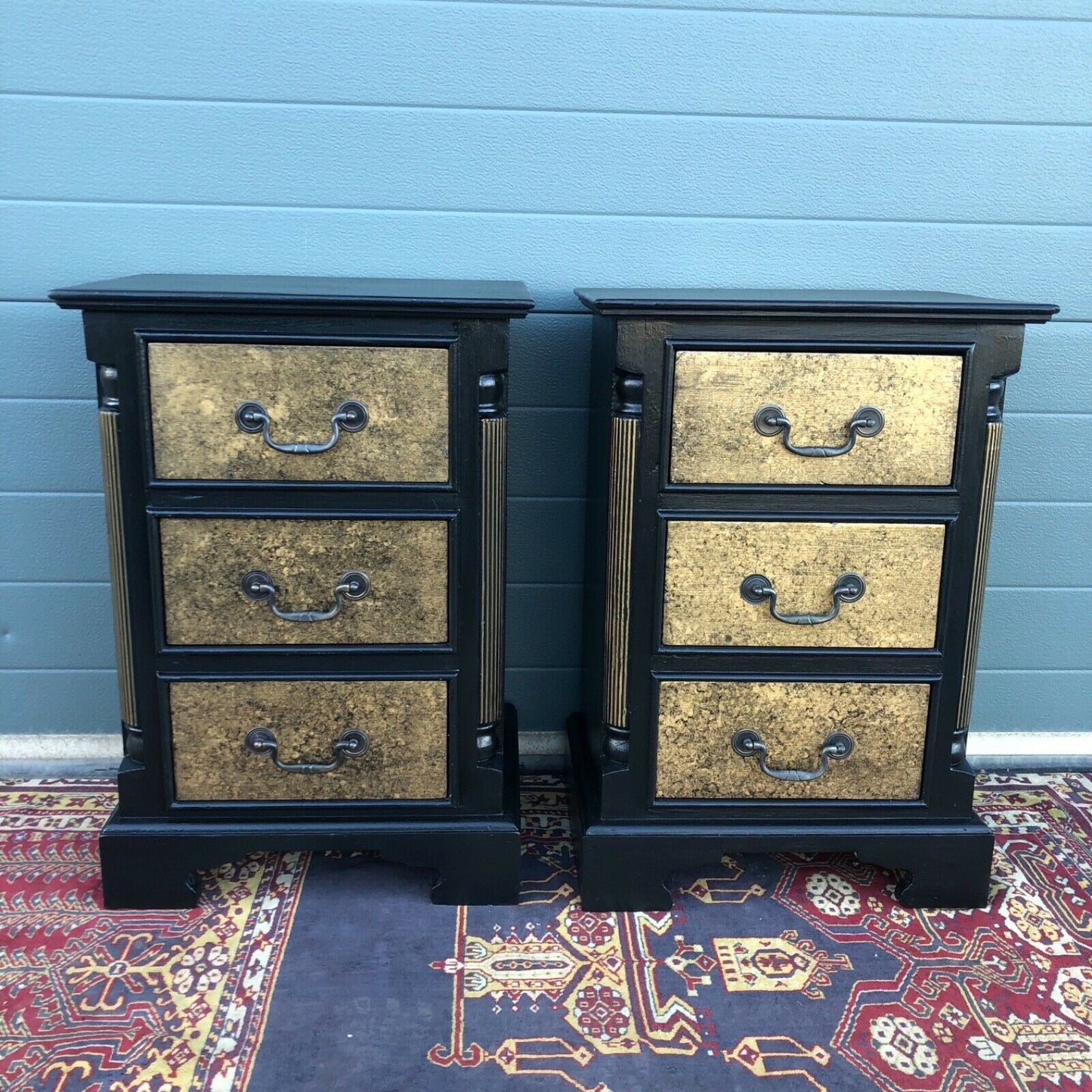 A Pair Of Vintage Empire Style Bedside Chests / Refinished Pine Bedside Tables ( SOLD )