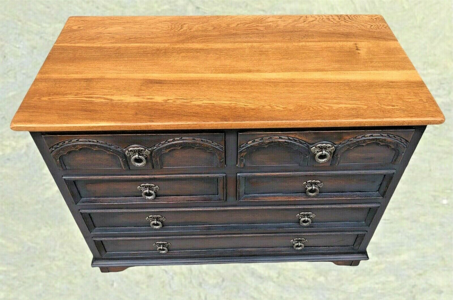 Gothic Style Oak Chest Of Drawers By Old Charm ( SOLD )