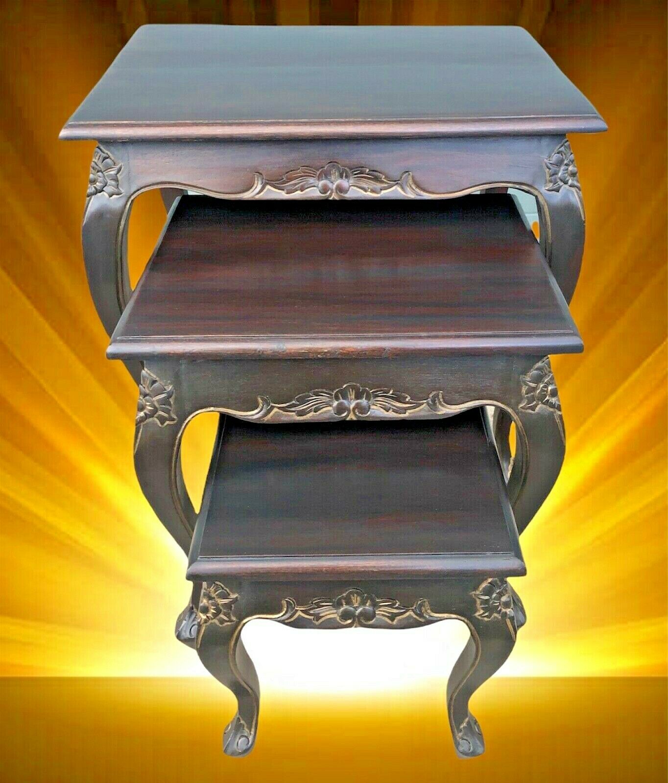 002.....Vintage Carved Mahogany Nest Of Tables ( sold )