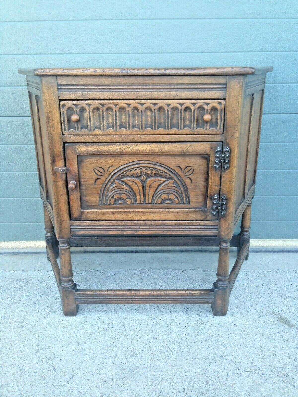 Vintage Carved Oak Credence Cupboard / Old Charm Style Hall Table SOLD
