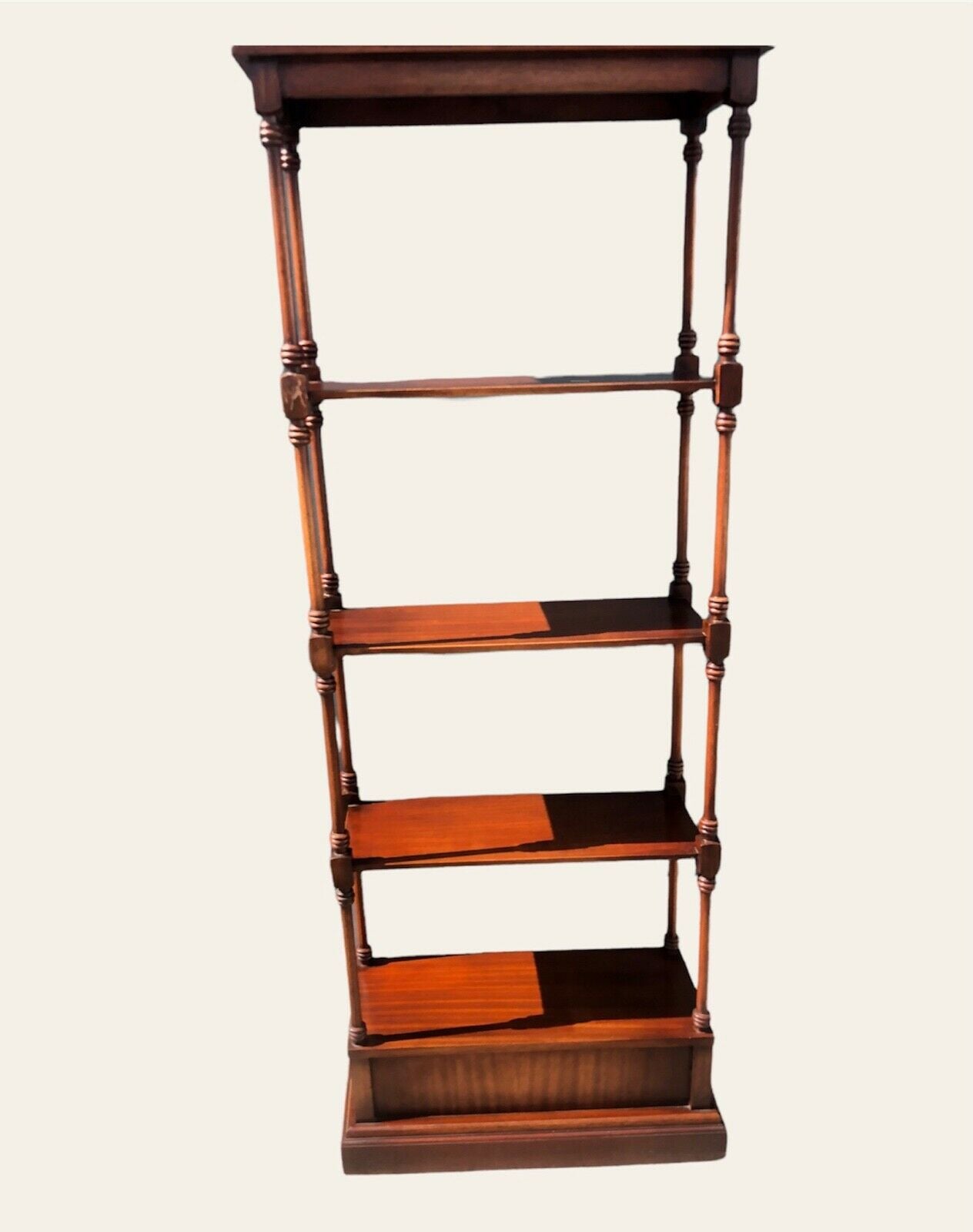 000975.....Vintage Reprodux Mahogany Shelving Unit With Drawer ( sold )