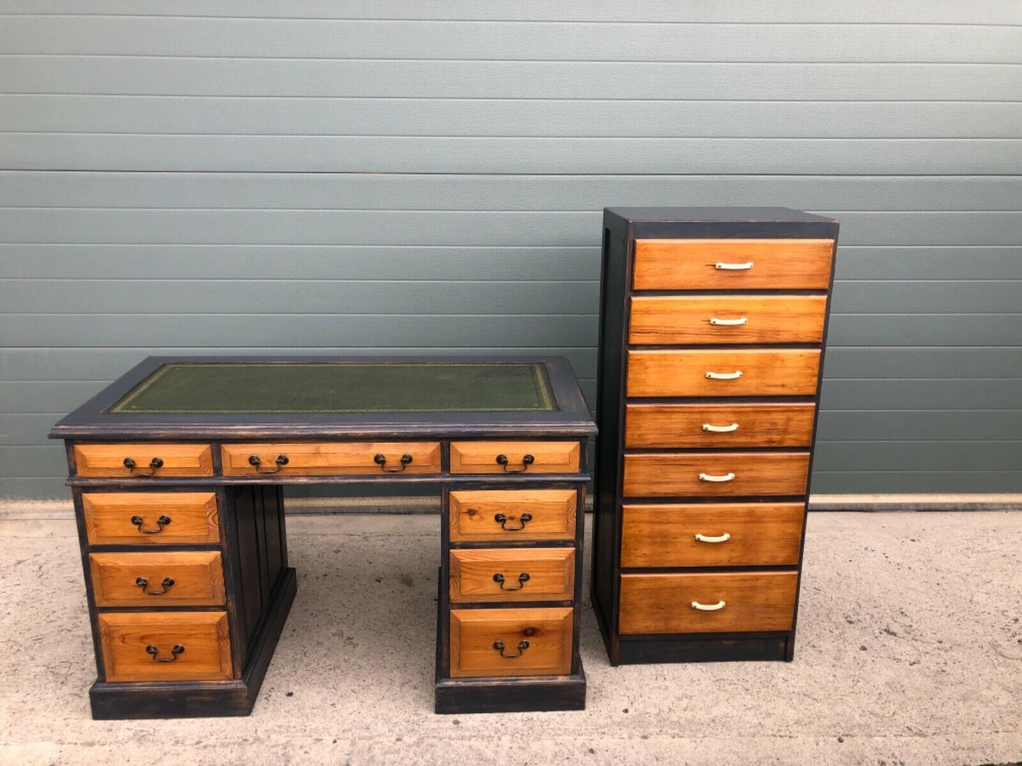 Vintage Solid Pine Pedestal Desk ( SOLD )