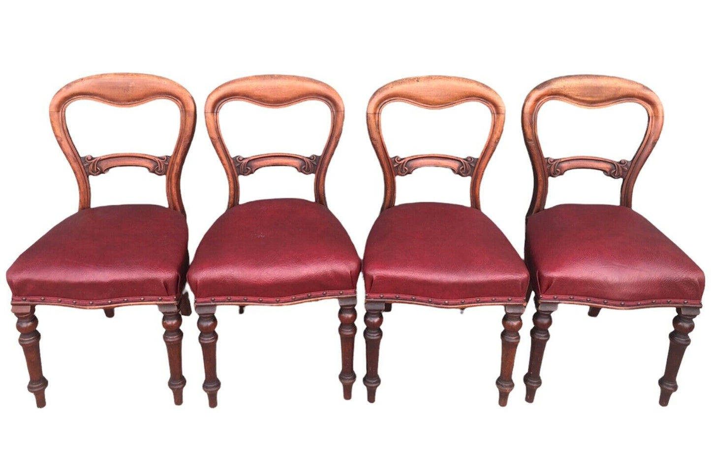 000933....Handsome Set Of Four Antique Mahogany Dining Chairs ( sold )