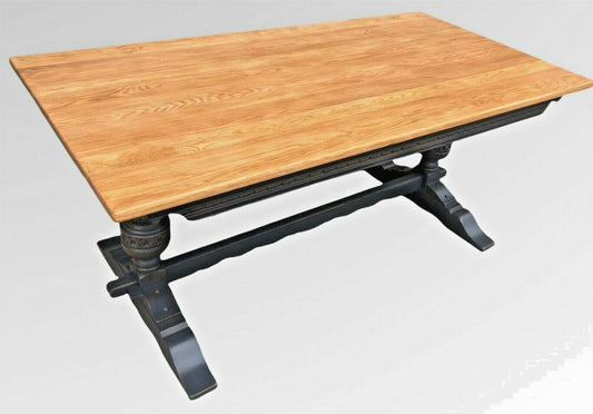 Stunning Vintage Old Charm Carved Solid Oak Refectory Table ( SOLD )