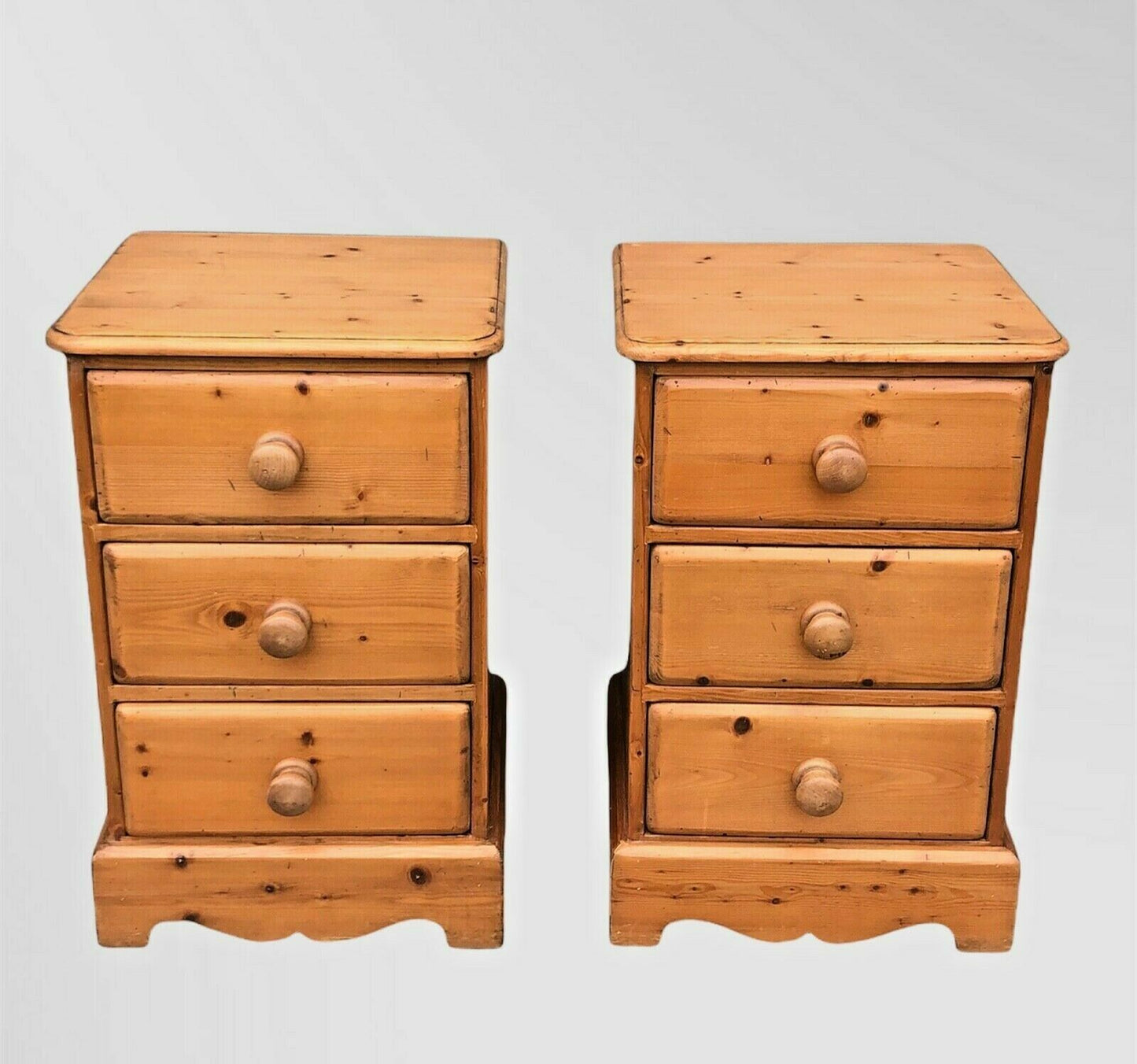 A Pair Of Vintage Heavy Pine Bedsides Chests / Bedside Tables ( SOLD )