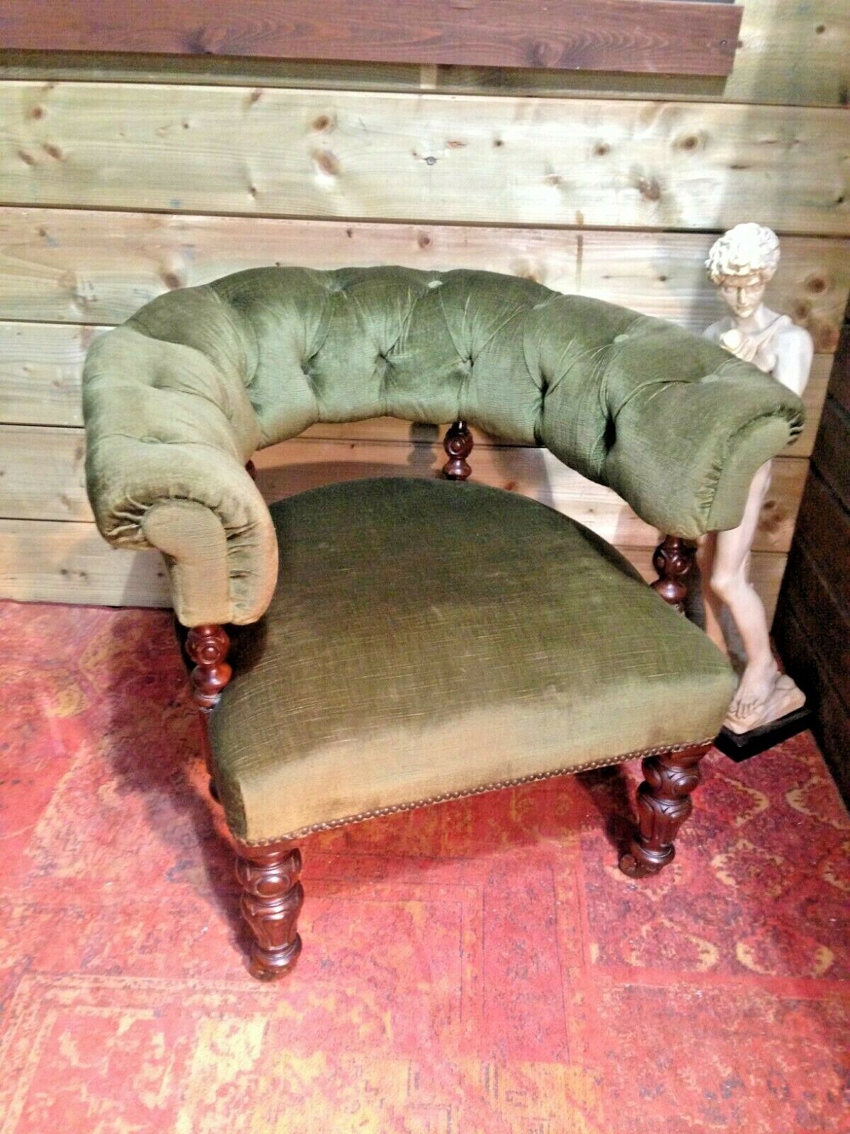 Handsome Victorian Mahogany Club Chair / Antique Chesterfield Style Armchair ( SOLD )