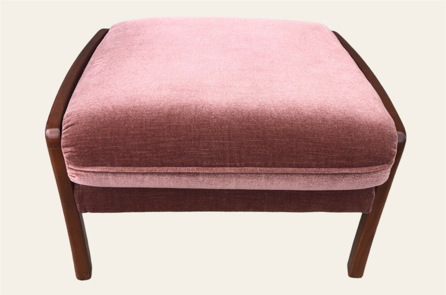 000973.....Handsome Retro Mahogany Framed Upholstered Footstool ( sold )