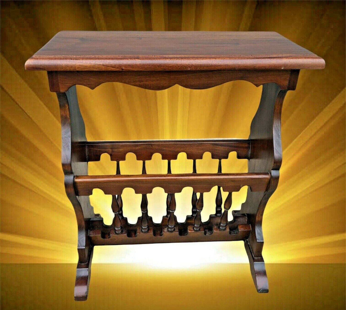 000993....Vintage Reproduction Solid Mahogany Magazine Rack ( SOLD )