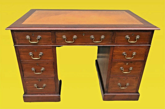 Handsome Edwardian Mahogany Pedestal Desk ( SOLD )