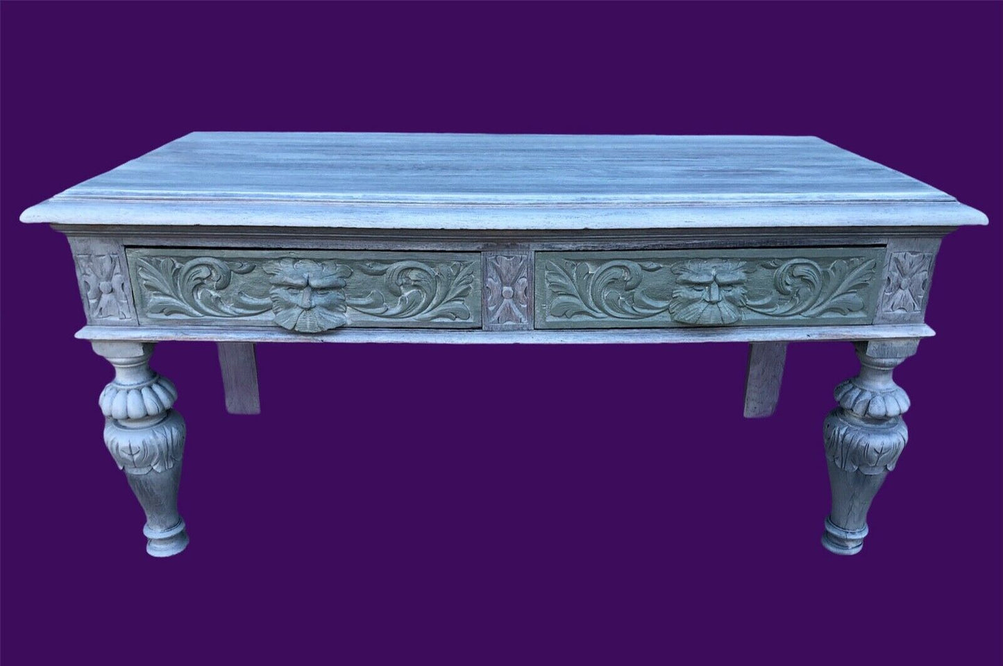 131......Handsome Antique Carved Oak Low Table / Media Stand ( sold )