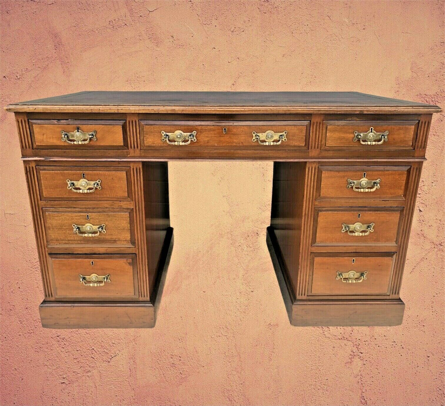 Antique Walnut Pedestal Desk Good Quality Item ( SOLD )