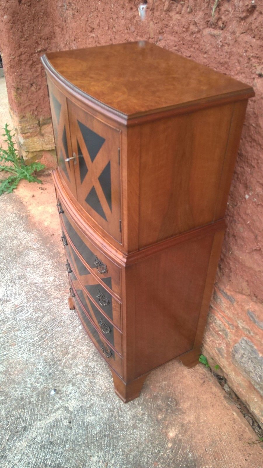 Walnut Tallboy / Drinks Cabinet / Chest Of Drawers