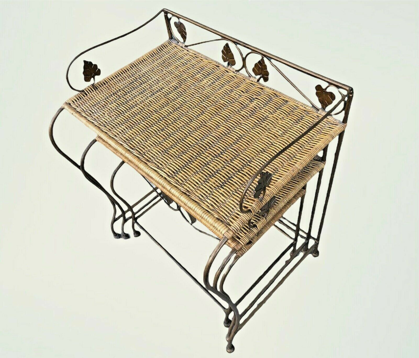 Vintage Wicker And Wrought Iron Nest Of Tables ( SOLD )