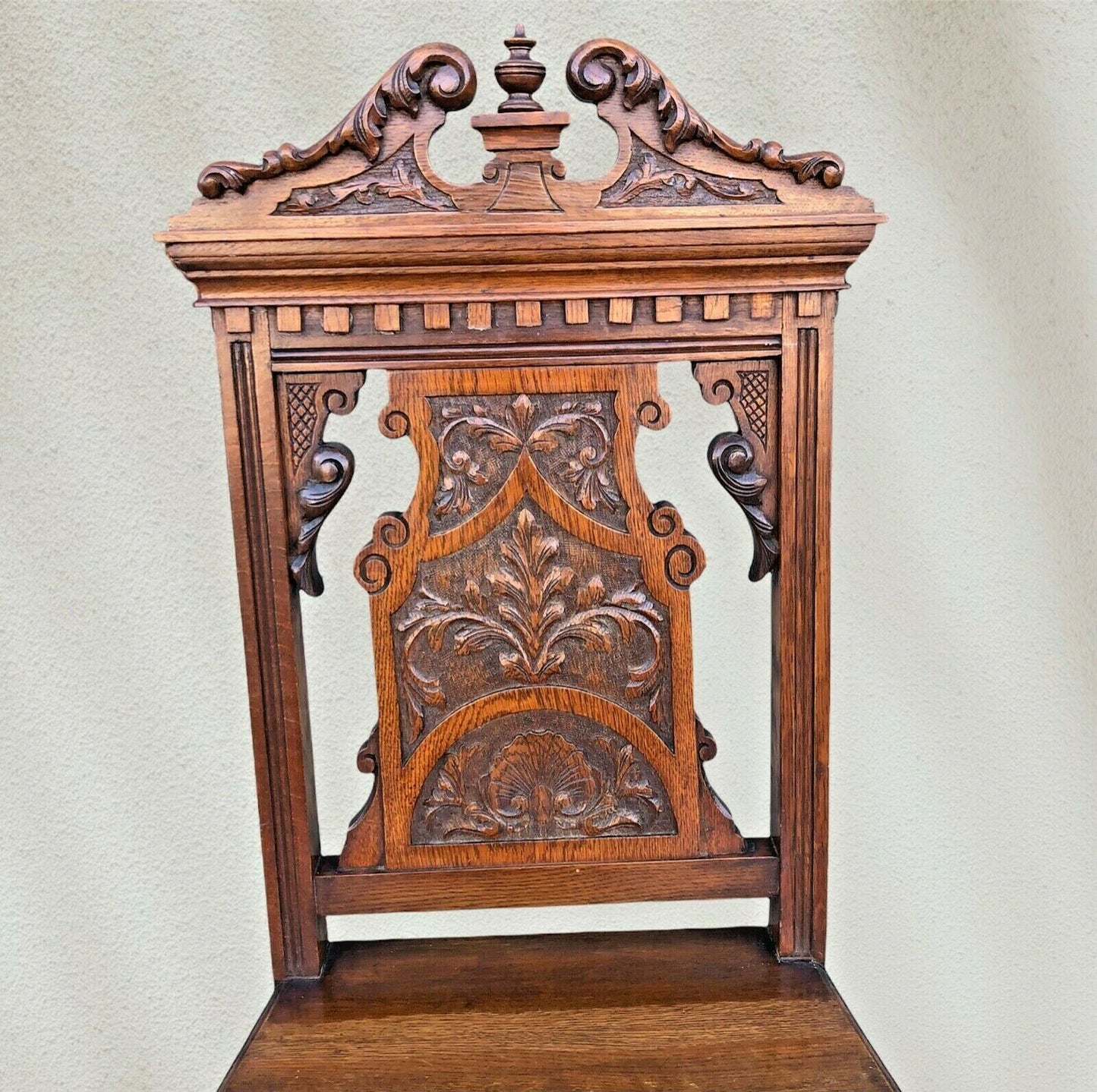 Quality Antique Carved Oak Hall Chair ( SOLD )