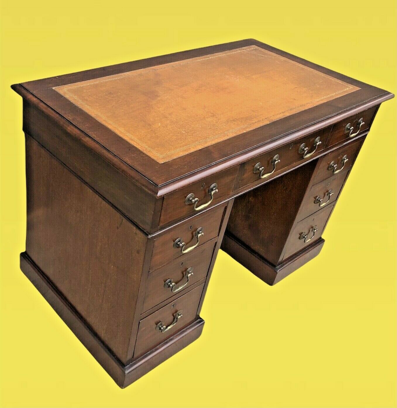 Handsome Edwardian Mahogany Pedestal Desk ( SOLD )