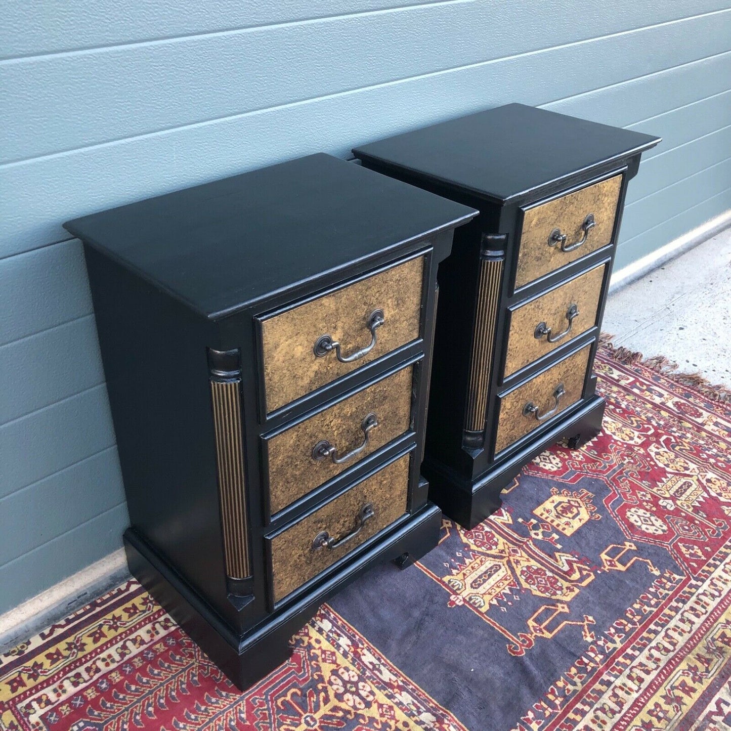 A Pair Of Vintage Empire Style Bedside Chests / Refinished Pine Bedside Tables ( SOLD )