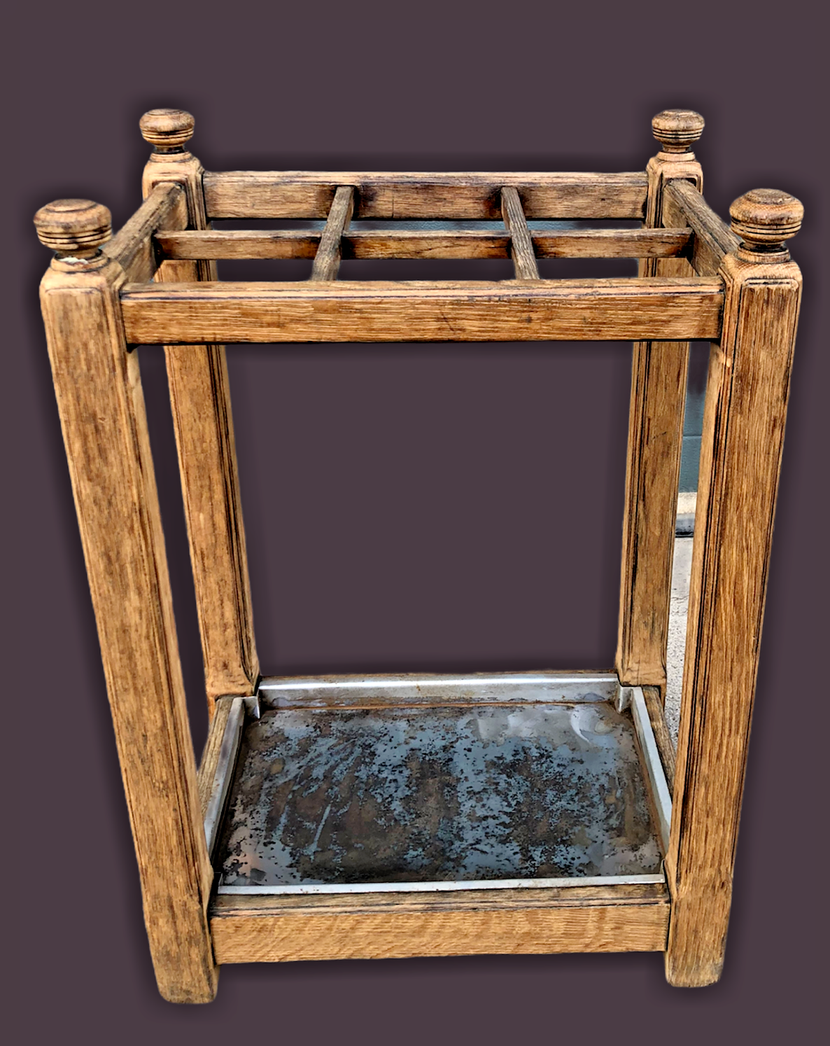 Vintage Arts And Crafts Oak Umbrella / Stick Stand ( SOLD )