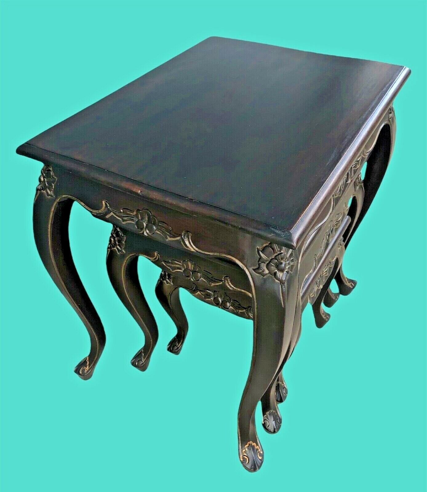 002.....Vintage Carved Mahogany Nest Of Tables ( sold )