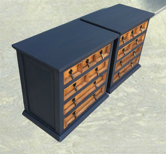 Handsome Pair Of Pine Bedside Chests / Rustic Small Chests ( SOLD )