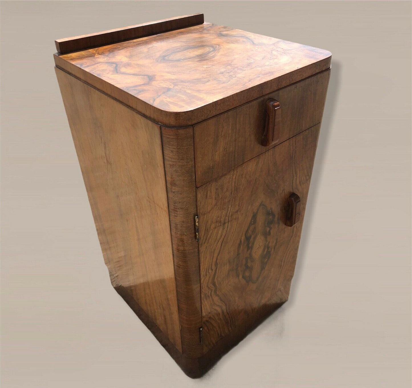 Gorgeous Bur Walnut Art Deco Bedside Cabinet ( SOLD )