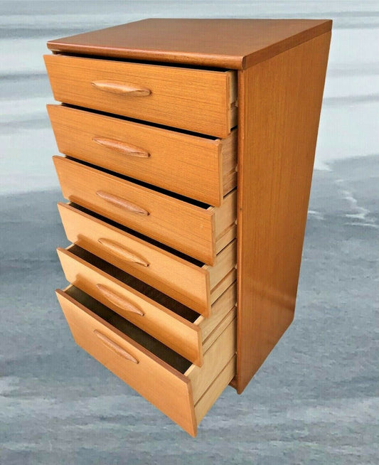 Retro Teak Tallboy Chest Of Drawers By Austinsuite ( SOLD )