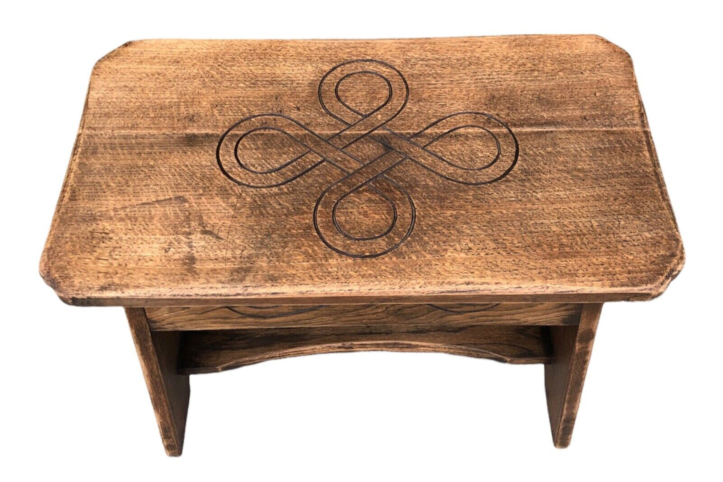 000930....Handsome Vintage Arts And Crafts Oak Stool ( sold )