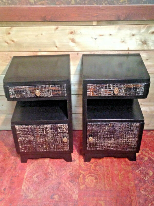 Stunning Pair Of Art Deco Bedside Cabinets / Vintage Bedside Tables (SOLD )
