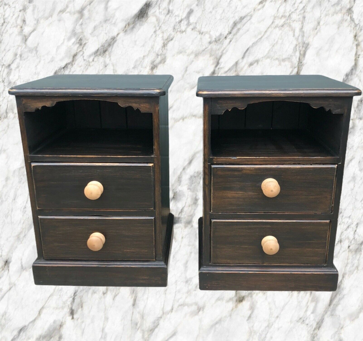 137.....A Pair Of Vintage Heavy Pine Bedside Cabinets / Bedside Chests ( sold )
