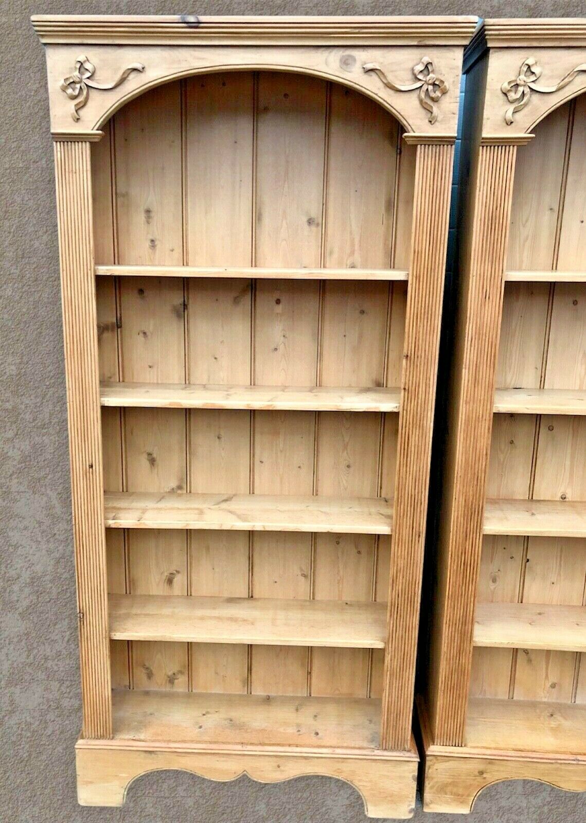 Pair Of Tall Stunning Vintage Pine Bookcases / Pine Bookshelves ( SOLD )