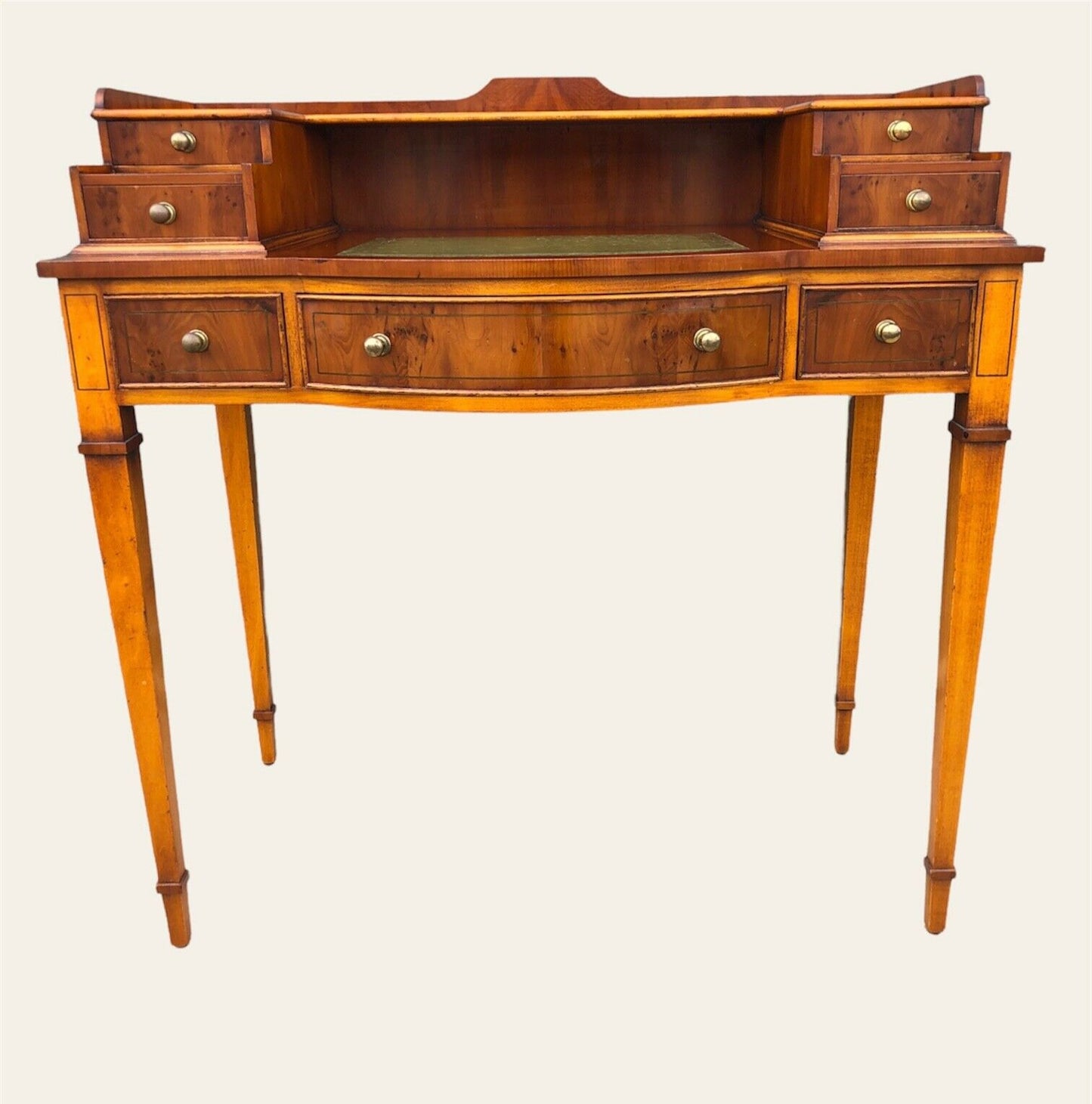 000954....Handsome Vintage Yew Wood Writing Desk ( sold )