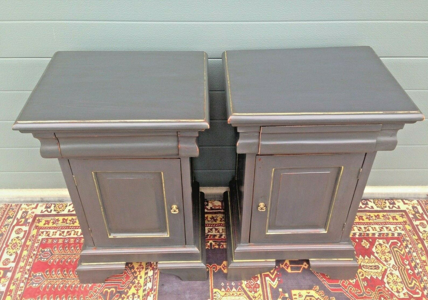 Stunning Pair Of Refinished Bedside Cabinets / Vintage Bedside Cupboards ( SOLD )