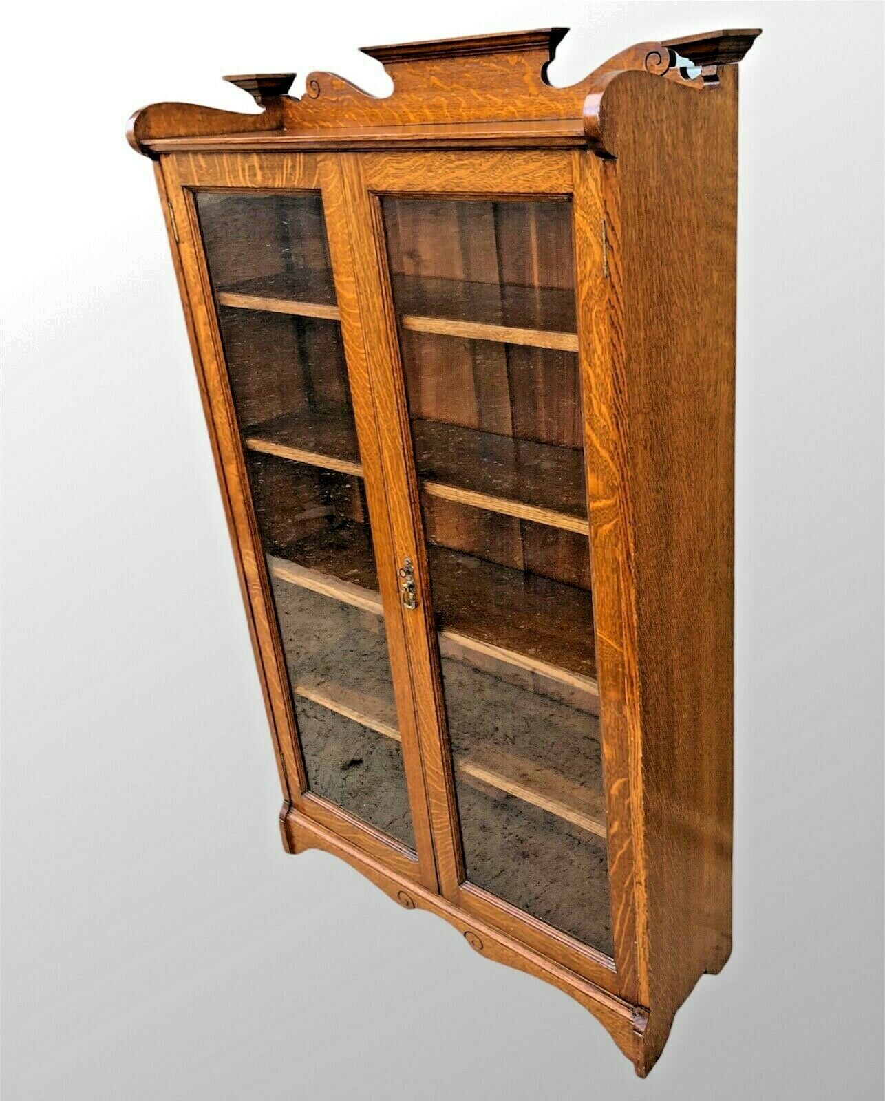 Arts And Craft Oak Bookcase / Arts And Crafts Glazed Cabinet ( SOLD )