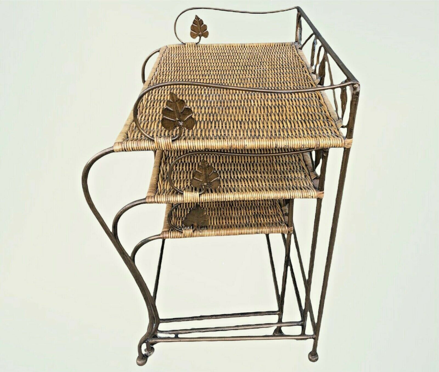 Vintage Wicker And Wrought Iron Nest Of Tables ( SOLD )