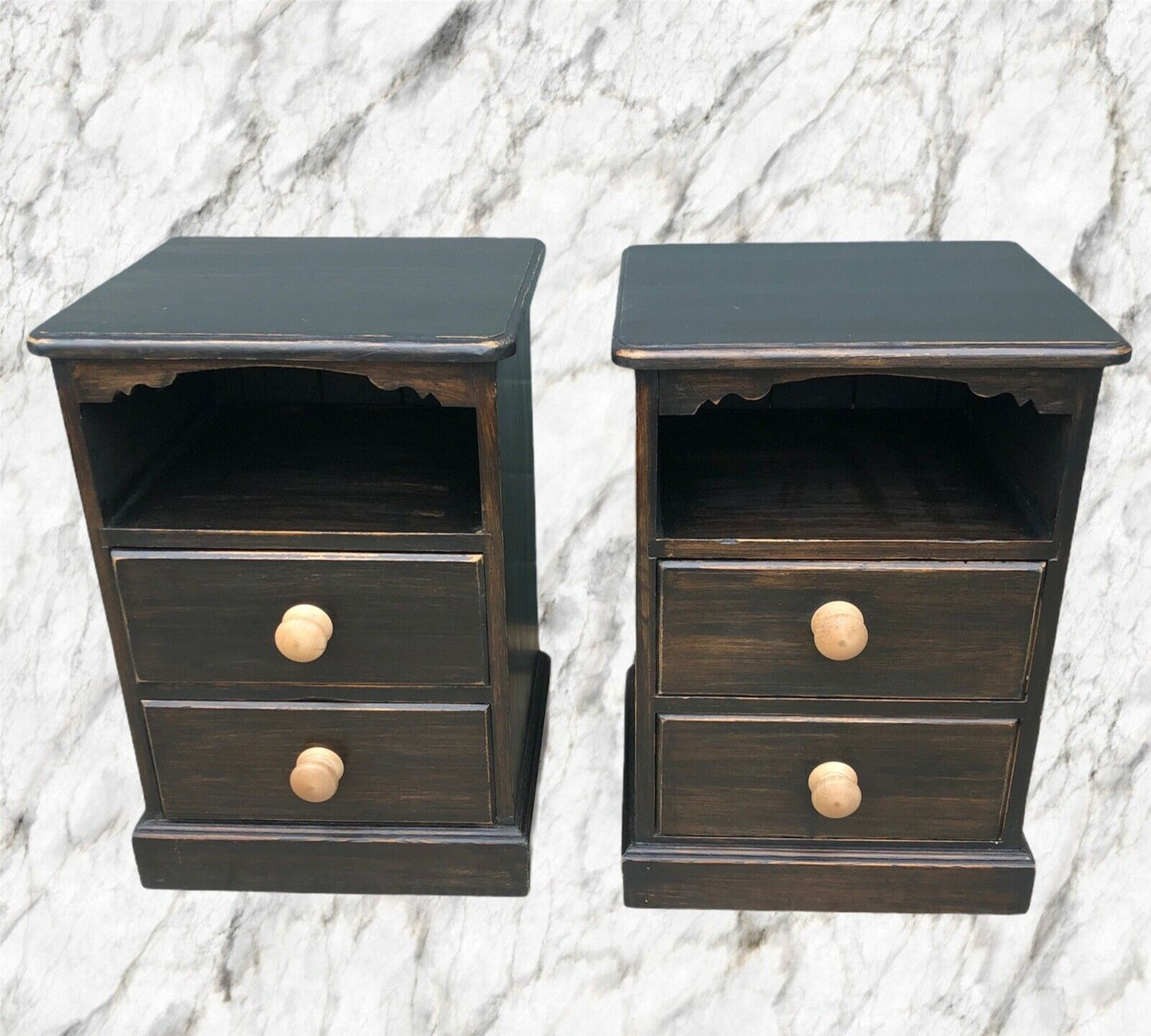 137.....A Pair Of Vintage Heavy Pine Bedside Cabinets / Bedside Chests ( sold )