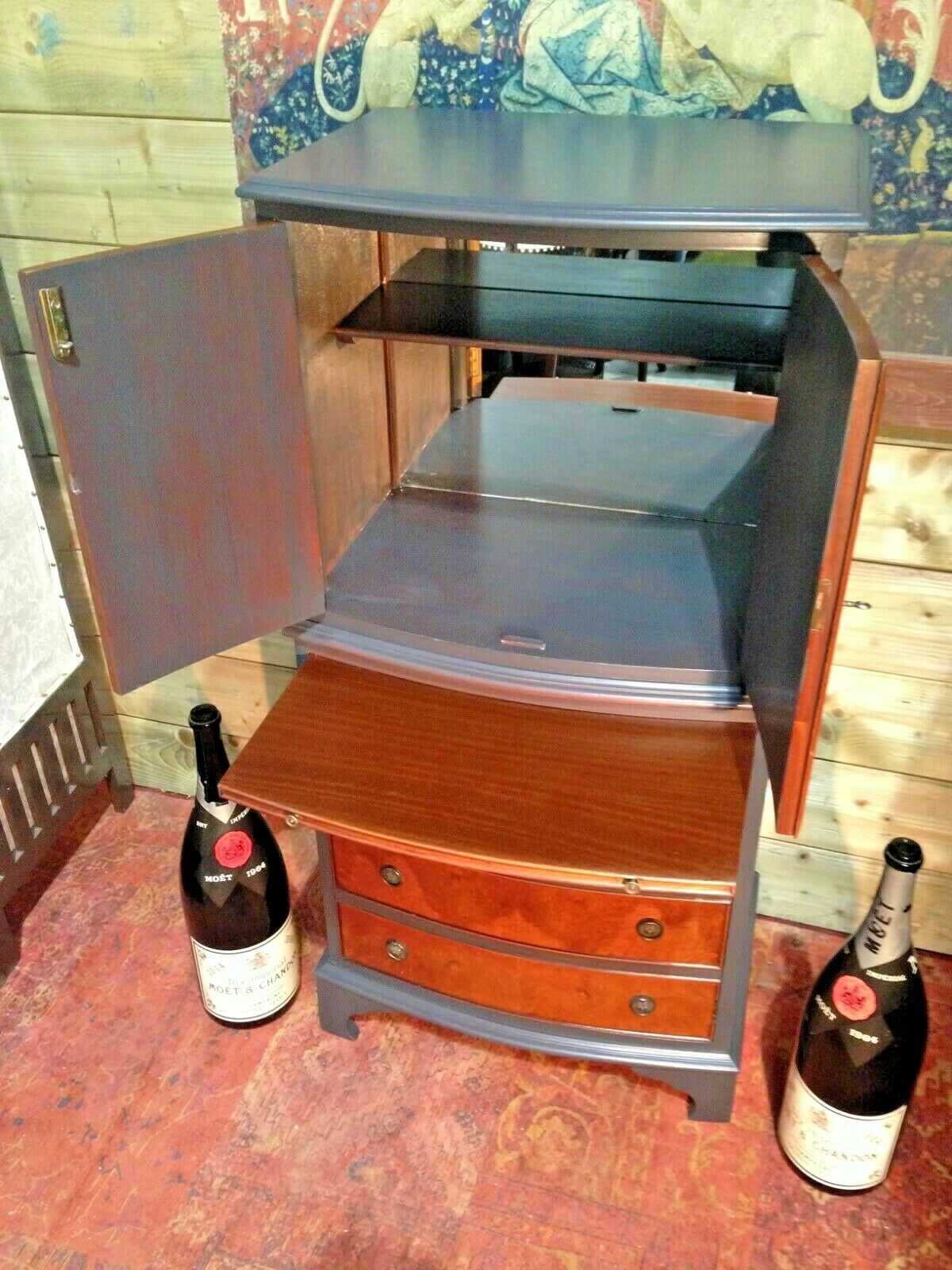 Stunning Refinished Walnut Drinks Cabinet / Vintage Cocktail Cabinet ( SOLD )